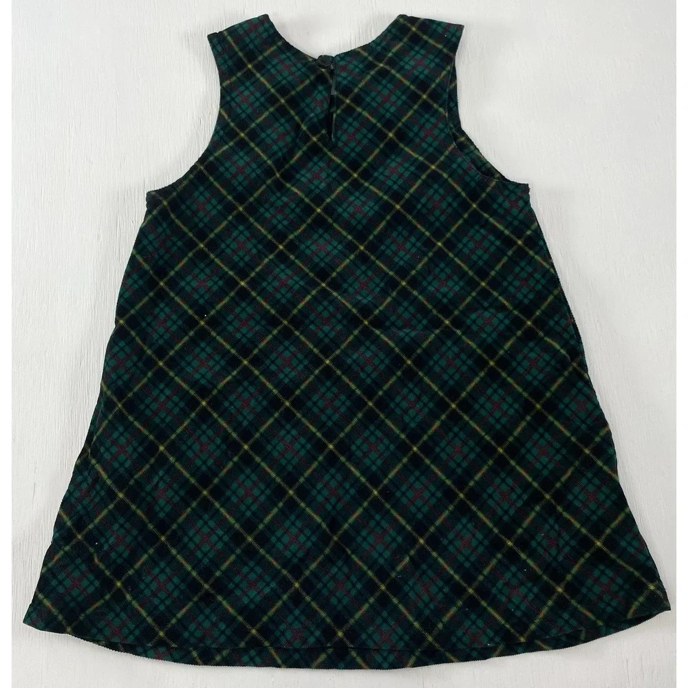 Girls Vintage Christmas Plaid Corduroy Jumper Dress | Gymboree Rainbow Tag M 3/4